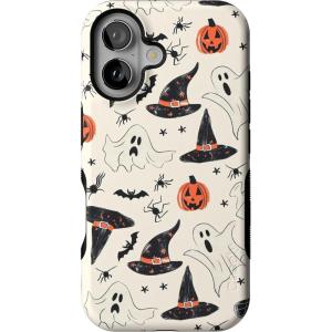 Casely iPhone 16 Case | All Smiles | Smiley Face Sticker | Bold Protective Design | MagSafe Compatible Design(Feeling Witchy | Haunted Halloween)