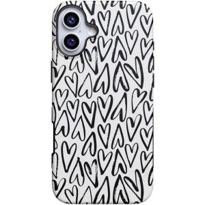 Casely iPhone 16 Case | All Smiles | Smiley Face Sticker | Bold Protective Design | MagSafe Compatible Design(Heart Throb | Endless Hearts)