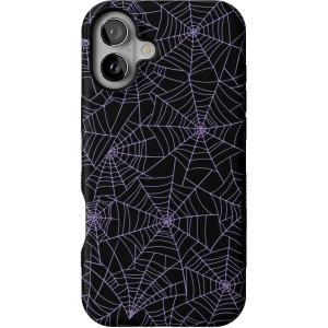Casely iPhone 16 Case | All Smiles | Smiley Face Sticker | Bold Protective Design | MagSafe Compatible Design(Midnight Web | Spider Web)