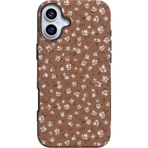 Casely iPhone 16 Case | All Smiles | Smiley Face Sticker | Bold Protective Design | MagSafe Compatible Design(Mocha Meadow | Tiny Flowers)