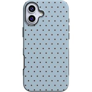 Casely iPhone 16 Case | All Smiles | Smiley Face Sticker | Bold Protective Design | MagSafe Compatible Design(On the Dot | Blue Polka Dot)