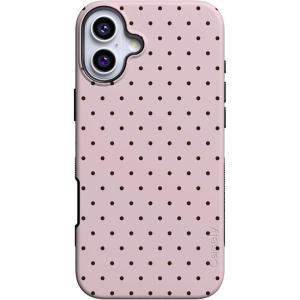 Casely iPhone 16 Case | All Smiles | Smiley Face Sticker | Bold Protective Design | MagSafe Compatible Design(On the Dot | Pink Polka Dot)