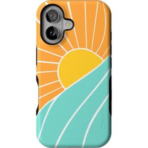 Casely iPhone 16 Case | All Smiles | Smiley Face Sticker | Bold Protective Design | MagSafe Compatible Design(Waves & Rays | Sunshine)