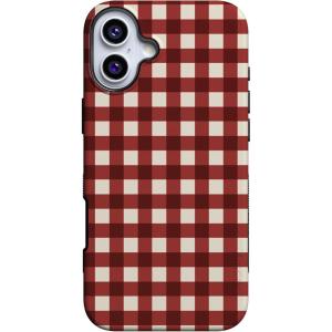 Casely iPhone 16 Case | Checked Twice | Red Plaid | Bold Protective Design | MagSafe Compatible Design