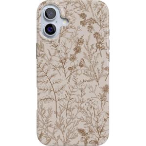 Casely iPhone 16 Case | Nantucket Cottage | Blue Hydrangea | Compatible with MagSafe | Classic Ultra Slim Design(Beige Garden | Neutral Floral)
