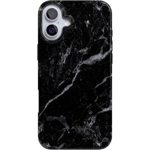 Casely iPhone 16 Case | Nantucket Cottage | Blue Hydrangea | Compatible with MagSafe | Classic Ultra Slim Design(Black Pearl Marble)