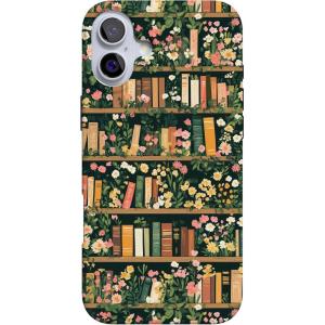 Casely iPhone 16 Case | Nantucket Cottage | Blue Hydrangea | Compatible with MagSafe | Classic Ultra Slim Design(Book Nook | Floral Library)
