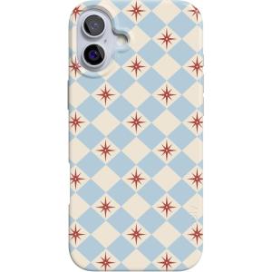 Casely iPhone 16 Case | Nantucket Cottage | Blue Hydrangea | Compatible with MagSafe | Classic Ultra Slim Design(Chelsea Checker | Starlight Tiles)