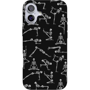 Casely iPhone 16 Case | Nantucket Cottage | Blue Hydrangea | Compatible with MagSafe | Classic Ultra Slim Design(Corpse Pose | Skeleton Yoga)