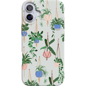 Casely iPhone 16 Case | Nantucket Cottage | Blue Hydrangea | Compatible with MagSafe | Classic Ultra Slim Design(Hanging Around | Potted Plants Floral)