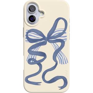 Casely iPhone 16 Case | Nantucket Cottage | Blue Hydrangea | Compatible with MagSafe | Classic Ultra Slim Design(Heartstrings | Blue Bow)