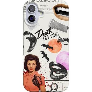 Casely iPhone 16 Case | Nantucket Cottage | Blue Hydrangea | Compatible with MagSafe | Classic Ultra Slim Design(If You Dare | Horror Collage)