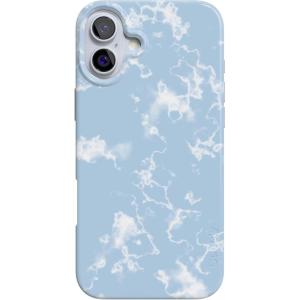 Casely iPhone 16 Case | Nantucket Cottage | Blue Hydrangea | Compatible with MagSafe | Classic Ultra Slim Design(Light Blue Skies | Marble Clouds)