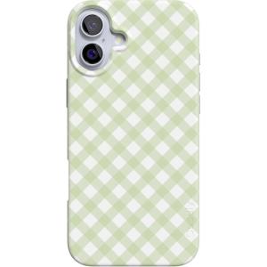 Casely iPhone 16 Case | Nantucket Cottage | Blue Hydrangea | Compatible with MagSafe | Classic Ultra Slim Design(Mint Lattice | Sunday Best)