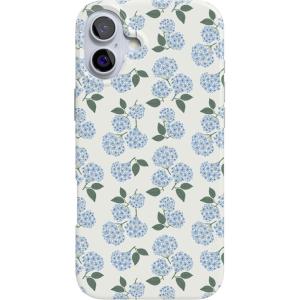 Casely iPhone 16 Case | Nantucket Cottage | Blue Hydrangea | Compatible with MagSafe | Classic Ultra Slim Design(Nantucket Cottage | Blue Hydrangea)