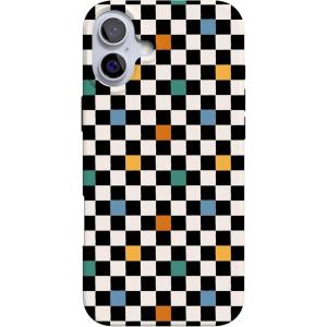 Casely iPhone 16 Case | Nantucket Cottage | Blue Hydrangea | Compatible with MagSafe | Classic Ultra Slim Design(Old Skool | Retro Checkerboard)