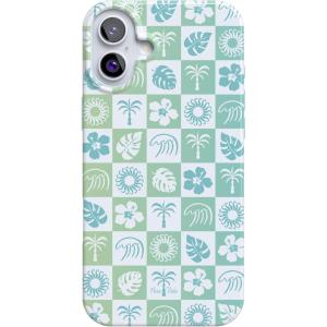 Casely iPhone 16 Case | Nantucket Cottage | Blue Hydrangea | Compatible with MagSafe | Classic Ultra Slim Design(Pura Vida | Coastal Checkers)