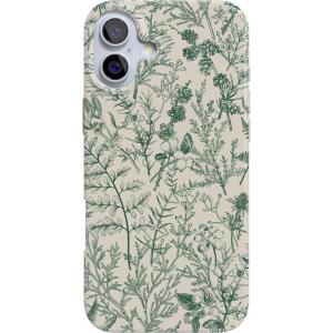 Casely iPhone 16 Case | Nantucket Cottage | Blue Hydrangea | Compatible with MagSafe | Classic Ultra Slim Design(Sage Garden | Green Floral)