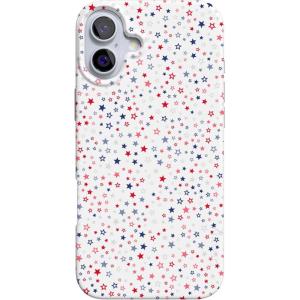 Casely iPhone 16 Case | Nantucket Cottage | Blue Hydrangea | Compatible with MagSafe | Classic Ultra Slim Design(Seeing Stars | Red  White & Blue)