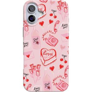 Casely iPhone 16 Case | Nantucket Cottage | Blue Hydrangea | Compatible with MagSafe | Classic Ultra Slim Design(That’s Amore | Valentine’s)