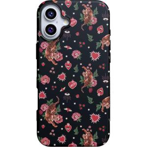 Casely iPhone 16 Plus Case | Bordeaux Rose | Moody Monochrome | Bold Protective Design | Compatible with MagSafe(Wild at Heart | Tiger)