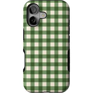 Casely iPhone 16 Plus Case | Checked Twice | Green Plaid | Bold Protective Design | MagSafe Compatible Design