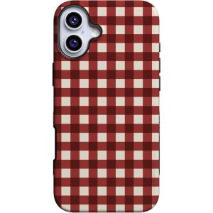 Casely iPhone 16 Plus Case | Checked Twice | Red Plaid | Bold Protective Design | MagSafe Compatible Design
