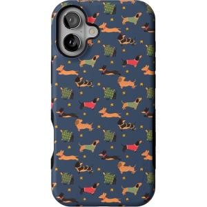 Casely iPhone 16 Plus Case | Dashing Doxies | Dachshund Dog | Bold Protective Design | MagSafe Compatible Design