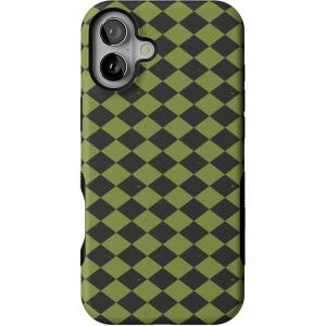 Casely iPhone 16 Plus Case | Harlequin Wicked Diamond | Black and Green | Bold Protective Design | MagSafe Compatible Design