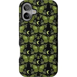 Casely iPhone 16 Plus Case | Mystic Moths | Green Twilight | Bold Protective Design | MagSafe Compatible Design