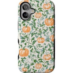 Casely iPhone 16 Plus Case | Pumpkin Patch | Green Vines | Bold Protective Design | MagSafe Compatible Design