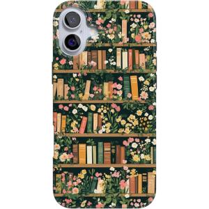 Casely iPhone 16 Plus Case | Tulip Tapestry | Jenna Palek x Casely | Compatible with MagSafe | Classic Ultra Thin Design(Book Nook | Floral Library)