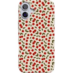 Casely iPhone 16 Plus Case | Tulip Tapestry | Jenna Palek x Casely | Compatible with MagSafe | Classic Ultra Thin Design(Cherry on Top | Red Cherries)