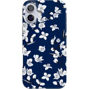 Casely iPhone 16 Plus Case | Tulip Tapestry | Jenna Palek x Casely | Compatible with MagSafe | Classic Ultra Thin Design(Floral Forest | Navy Cherry Blossom Floral)