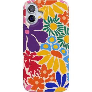 Casely iPhone 16 Plus Case | Tulip Tapestry | Jenna Palek x Casely | Compatible with MagSafe | Classic Ultra Thin Design(Flower Patch | Multi-Color Floral)