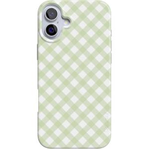 Casely iPhone 16 Plus Case | Tulip Tapestry | Jenna Palek x Casely | Compatible with MagSafe | Classic Ultra Thin Design(Mint Lattice | Sunday Best)