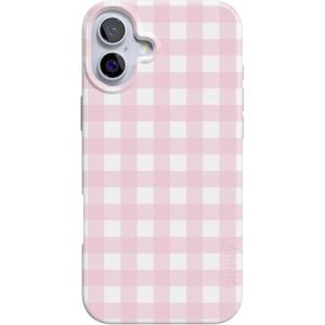 Casely iPhone 16 Plus Case | Tulip Tapestry | Jenna Palek x Casely | Compatible with MagSafe | Classic Ultra Thin Design(Pink Plaid | Sunday Best)