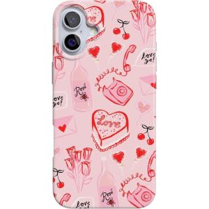 Casely iPhone 16 Plus Case | Tulip Tapestry | Jenna Palek x Casely | Compatible with MagSafe | Classic Ultra Thin Design(That’s Amore | Valentine’s)