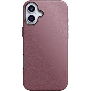 Casely iPhone 16 Plus Case | Twilight Flora | Moody Monochrome | Bold Protective Design | Compatible with MagSafe(Bordeaux Rose | Moody Monochrome)