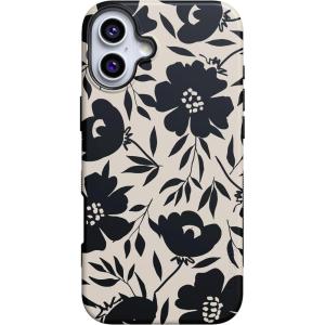 Casely iPhone 16 Plus Case | Twilight Flora | Moody Monochrome | Bold Protective Design | Compatible with MagSafe(Dark Fantasy | Contrast Floral)