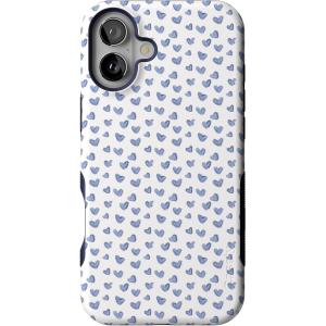 Casely iPhone 16 Plus Case | Twilight Flora | Moody Monochrome | Bold Protective Design | Compatible with MagSafe(Lovebug | Blue Hearts)