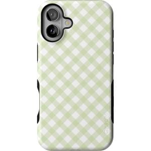 Casely iPhone 16 Plus Case | Twilight Flora | Moody Monochrome | Bold Protective Design | Compatible with MagSafe(Mint Lattice | Sunday Best | Green Gingham)
