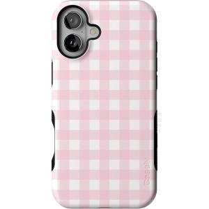 Casely iPhone 16 Plus Case | Twilight Flora | Moody Monochrome | Bold Protective Design | Compatible with MagSafe(Pink Plaid | Sunday Best)