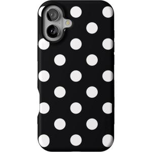 Casely iPhone 16 Plus Case | Twilight Flora | Moody Monochrome | Bold Protective Design | Compatible with MagSafe(Polka Dots | High Contrast Design)