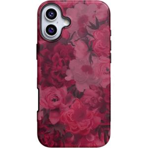 Casely iPhone 16 Plus Case | Twilight Flora | Moody Monochrome | Bold Protective Design | Compatible with MagSafe(Romance Novel | Moody Floral)