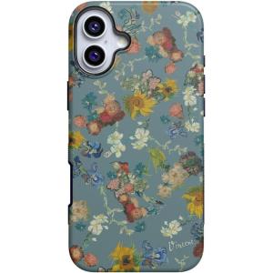 Casely iPhone 16 Plus Case | Twilight Flora | Moody Monochrome | Bold Protective Design | Compatible with MagSafe(Van Gogh | Vincent’s Flowers)