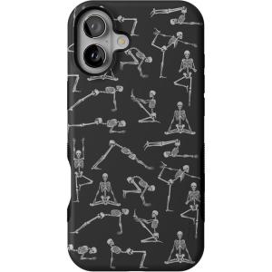 Casely iPhone 16 Plus Case | Van Gogh | Skull of a Skeleton with Burning Cigarette | Bold Protective Design | Compatible with MagSafe(Corpse Pose | Skeleton Yoga)