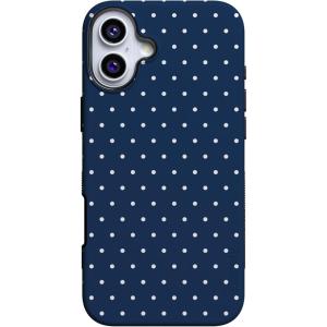 Casely iPhone 16 Plus Case | Van Gogh | Skull of a Skeleton with Burning Cigarette | Bold Protective Design | Compatible with MagSafe(On the Dot | Navy Polka Dot)