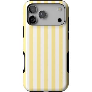 Casely iPhone 17 Pro Max Case | Bordeaux Rose | Moody Monochrome | Bold Protective Design | Compatible with MagSafe(Butter Yellow Stripes | Sunday Best)