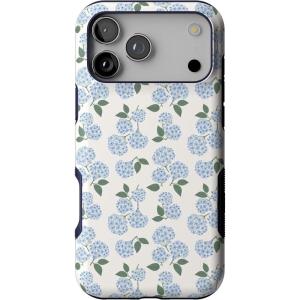 Casely iPhone 17 Pro Max Case | Bordeaux Rose | Moody Monochrome | Bold Protective Design | Compatible with MagSafe(Nantucket Cottage | Blue Hydrangea)